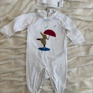 Burberry White and Red Bodysuit with Playful Design